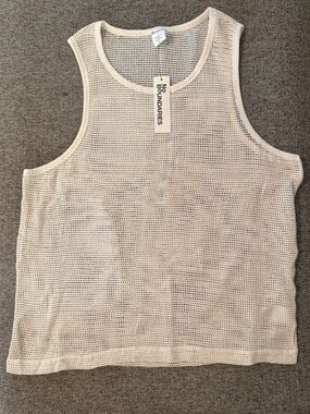 No Boundaries Cream Open-Knit Mesh Tank
